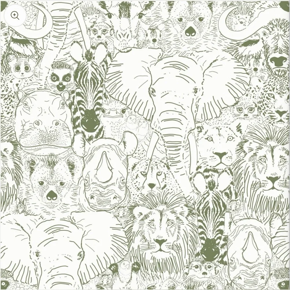 HEROADS “ANIMAL KINGDOM” SAGE/WHT.PEEL & SICK WALLPAPER 17.3”X78.7”~LOT OF 4~NEW